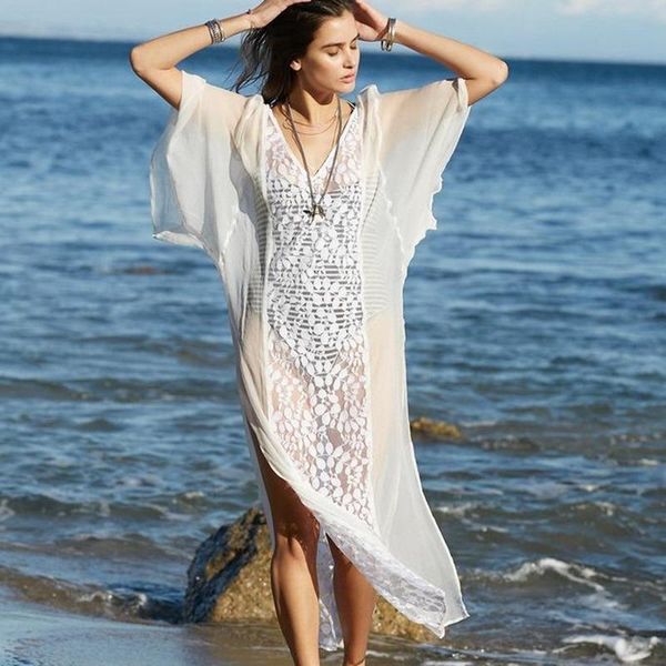 elegant lace chiffon panel bikini blouse seaside holiday long sun-proof clothing dress bathing suit cover up women's swimwear, White;black
elegant lace chiffon panel bikini blouse seaside holiday long sun-proof clothing dress bathing suit cover up women's swimwear, White;black