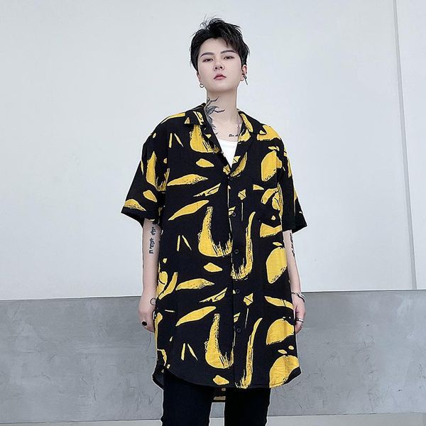 men's casual shirts male korean style dress printed short sleeve loose oversize streetwear vintage fashion, White;black
men's casual shirts male korean style dress printed short sleeve loose oversize streetwear vintage fashion, White;black