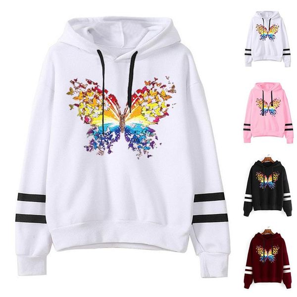 women's hoodies & sweatshirts women hoodie butterfly printed double striped long sleeve fleece sweatshirt with hat girls pullovers wint, Black
women's hoodies & sweatshirts women hoodie butterfly printed double striped long sleeve fleece sweatshirt with hat girls pullovers wint, Black