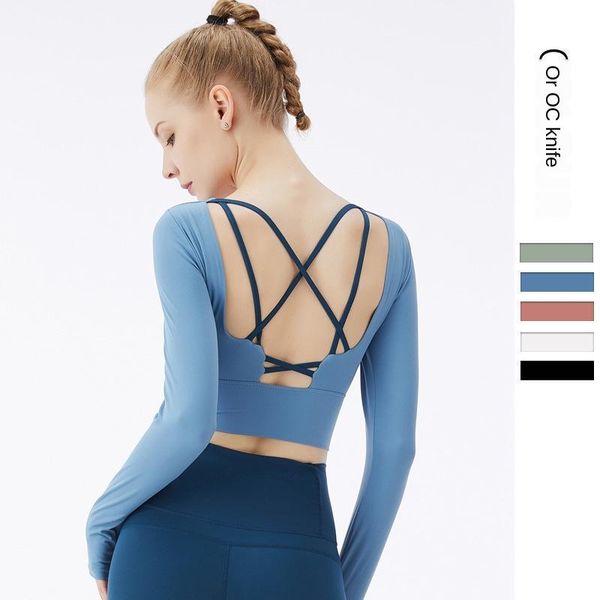 yoga t-shirt long sleeves sports bra backless underwear chest pad quick dry breathable running vest impact shockproof gym clothing, White;black
yoga t-shirt long sleeves sports bra backless underwear chest pad quick dry breathable running vest impact shockproof gym clothing, White;black