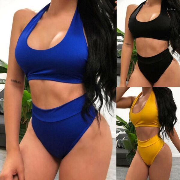 elegant high cut bikinis women swimwear waist swimsuit candy color crop halter bikini set bating suit women's, White;black
elegant high cut bikinis women swimwear waist swimsuit candy color crop halter bikini set bating suit women's, White;black