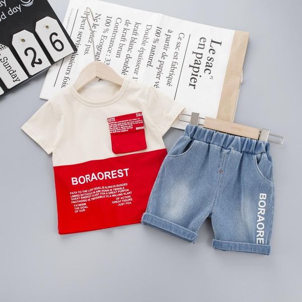 summer kids boys casual clothing sets baby girls letter splicing t-shirt +denim shorts 2 pieces set toddler clothes outfits, White
summer kids boys casual clothing sets baby girls letter splicing t-shirt +denim shorts 2 pieces set toddler clothes outfits, White