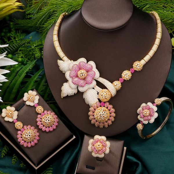 earrings & necklace godki 4pc big flower leaf luxury african jewelry set for women wedding party naija bride dubai bridal dress, Silver
earrings & necklace godki 4pc big flower leaf luxury african jewelry set for women wedding party naija bride dubai bridal dress, Silver