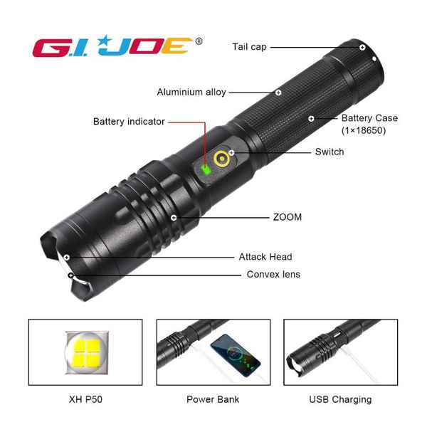other led lighting gijoe p50 power bank usb recharge super bright aluminum alloy case waterproof use 18650 battery 3 modes zoomab
other led lighting gijoe p50 power bank usb recharge super bright aluminum alloy case waterproof use 18650 battery 3 modes zoomab