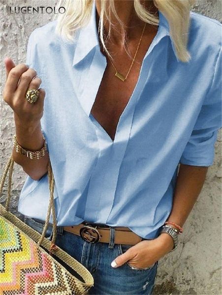 women's blouses & shirts women large size shirt long sleeve temperament v-neck summer thin solid ladies slim casual lapel loose, White
women's blouses & shirts women large size shirt long sleeve temperament v-neck summer thin solid ladies slim casual lapel loose, White