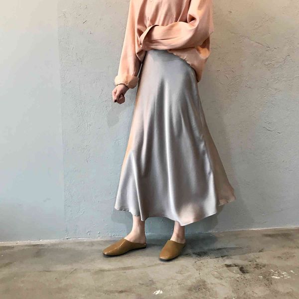 waist elegant women summer high a-line long skirt chic vintage satin faldas jupe femme saia, Black
waist elegant women summer high a-line long skirt chic vintage satin faldas jupe femme saia, Black