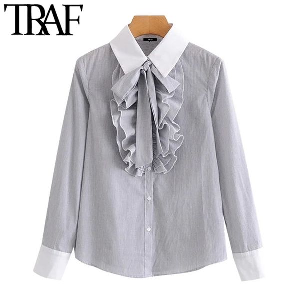 women fashion with bow ruffled office wear blouses vintage long sleeve button-up female shirts blusas chic 210507, White
women fashion with bow ruffled office wear blouses vintage long sleeve button-up female shirts blusas chic 210507, White