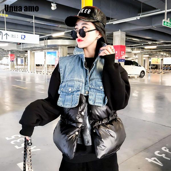 women's vests unua amo winter vest women short warm parka waistcoat 2021 fashion patchwork denim cotton-padded sleeveless jacket, Black;white
women's vests unua amo winter vest women short warm parka waistcoat 2021 fashion patchwork denim cotton-padded sleeveless jacket, Black;white