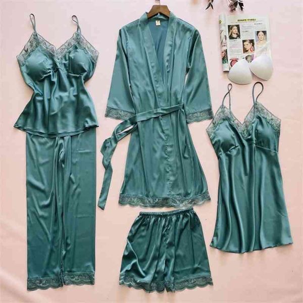 women's sleepwear 5pcs pajamas suit satin bride wedidng kimono robe set lace trim home wear spring autumn intimate lingerie 3, Black;red
women's sleepwear 5pcs pajamas suit satin bride wedidng kimono robe set lace trim home wear spring autumn intimate lingerie 3, Black;red