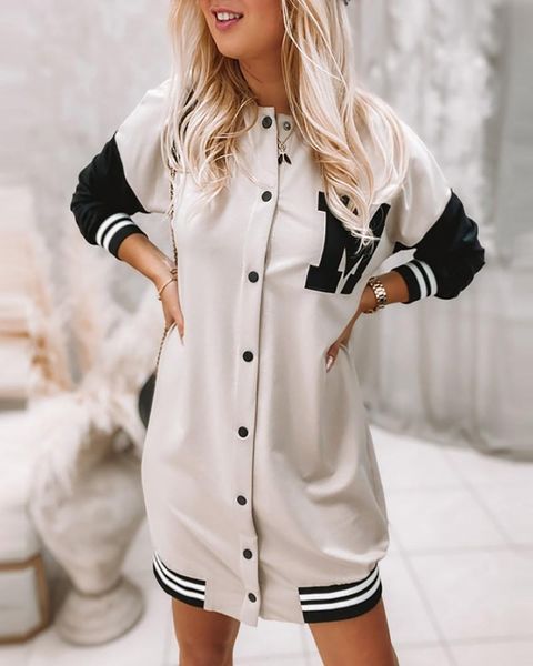 casual dresses 2021 women's spring and autumn letter striped print colorblock button design sweatshirt dress female fashion, Black;gray
casual dresses 2021 women's spring and autumn letter striped print colorblock button design sweatshirt dress female fashion, Black;gray