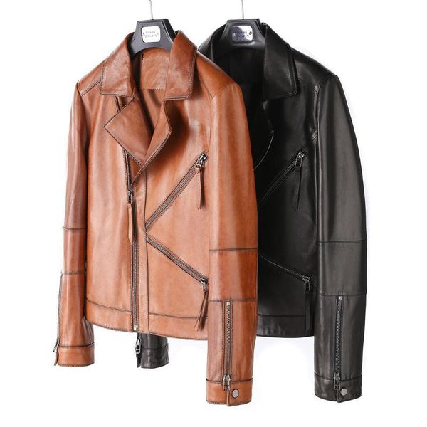 women's leather & faux 2021 korean style lapel long-sleeved cardigan sheepskin motorcycle slim jacket, Black
women's leather & faux 2021 korean style lapel long-sleeved cardigan sheepskin motorcycle slim jacket, Black