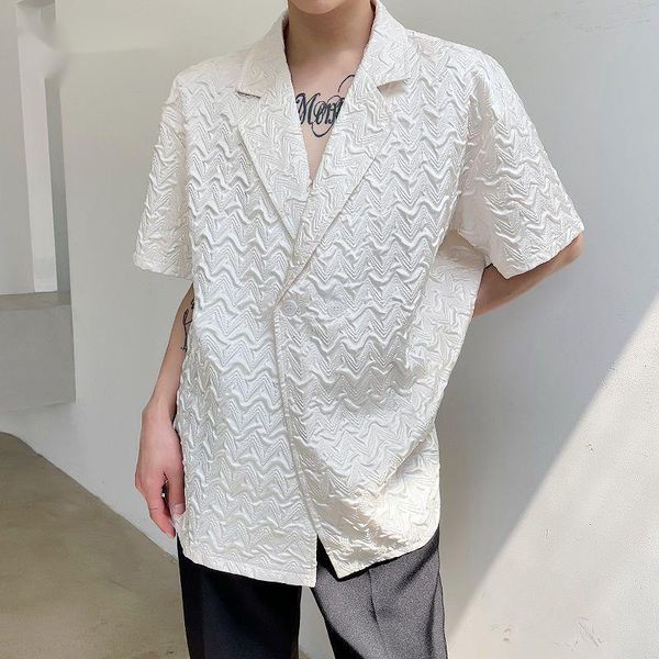 men's casual shirts summer fold embossed fashion lapel short sleeve shirt loose suit style streetwear vintage, White;black
men's casual shirts summer fold embossed fashion lapel short sleeve shirt loose suit style streetwear vintage, White;black