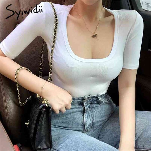 knitted t-shirts women short sleeve screw thread o-neck black clothes summer fashion casual shirts 210607, White
knitted t-shirts women short sleeve screw thread o-neck black clothes summer fashion casual shirts 210607, White