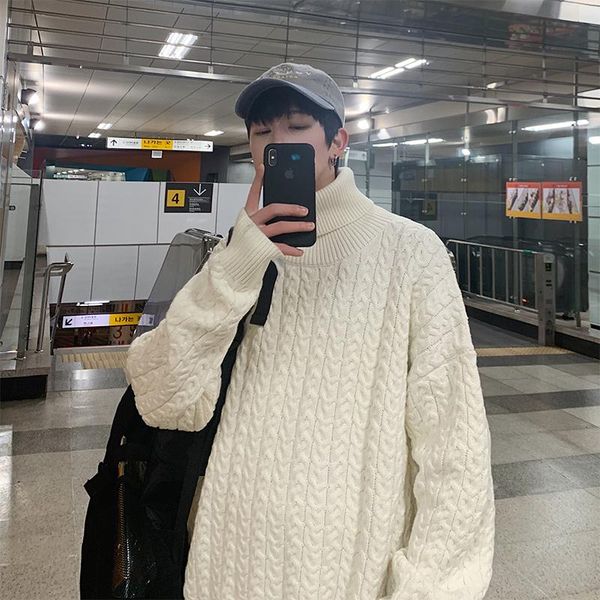 men's sweaters legible 2021 autumn winter turtleneck sweater men casual loose mens hip hop knitted pullovers man, White;black
men's sweaters legible 2021 autumn winter turtleneck sweater men casual loose mens hip hop knitted pullovers man, White;black