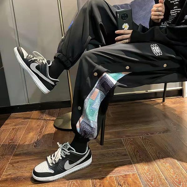 men's pants fashion designers patchwork sweatpants for male autumn casual loose long sports korean men hip hop ankle banded trousers, Black
men's pants fashion designers patchwork sweatpants for male autumn casual loose long sports korean men hip hop ankle banded trousers, Black