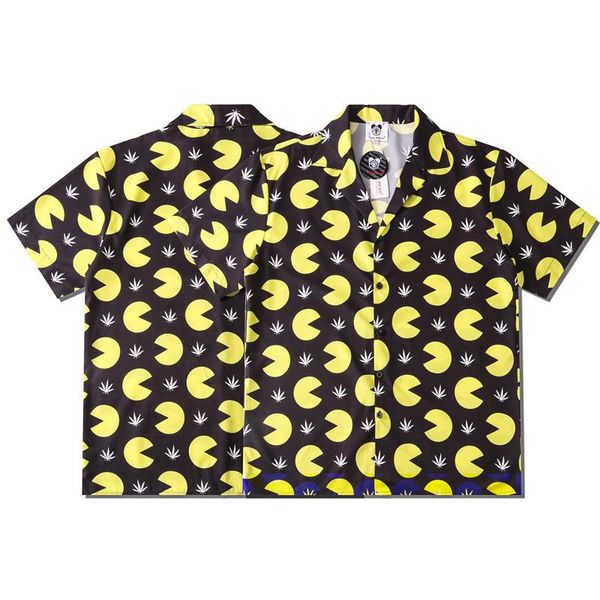 summer street shirt fashion brand personality yellow printing loose short-sleeved men plus size men's casual shirts, White;black
summer street shirt fashion brand personality yellow printing loose short-sleeved men plus size men's casual shirts, White;black