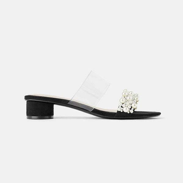 fashion casual women's shoes summer sandals and pearl inlaid plastic high heel slippers, Black
fashion casual women's shoes summer sandals and pearl inlaid plastic high heel slippers, Black