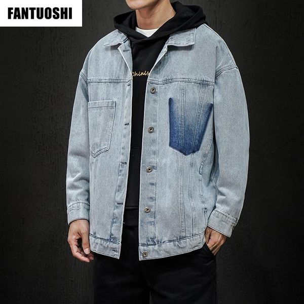 men's jackets men denim jacket 2021 lapels jean solid color male casual street hip hop loose outerwear, Black;brown
men's jackets men denim jacket 2021 lapels jean solid color male casual street hip hop loose outerwear, Black;brown