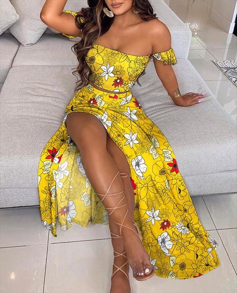 off shoulder floral women tracksuits print ruffles yellow crop summer clothes high slit maxi dresses beach skirt two, Gray
off shoulder floral women tracksuits print ruffles yellow crop summer clothes high slit maxi dresses beach skirt two, Gray