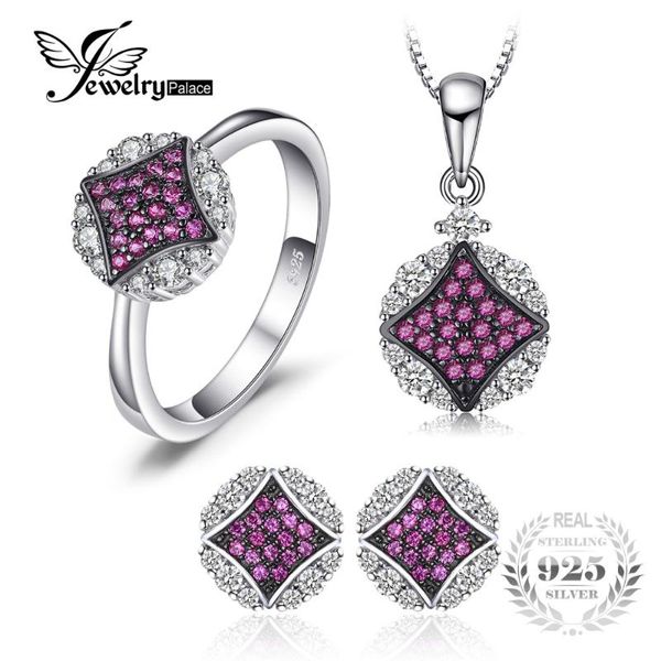 bracelet, earrings & necklace jewelrypalace round created ruby pave ring pendant stud fine jewelry sets 925 sterling silver chain 45cm, Black
bracelet, earrings & necklace jewelrypalace round created ruby pave ring pendant stud fine jewelry sets 925 sterling silver chain 45cm, Black