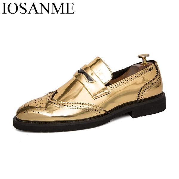 dress shoes fashion gold leather men business brogue oxfords for wedding flats designer male footwear, Black
dress shoes fashion gold leather men business brogue oxfords for wedding flats designer male footwear, Black