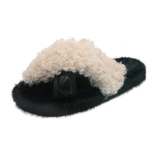 women's warm slippers fashionable outer wear cross flat bottom plush wear-resistant comfortable open-toed, Black
women's warm slippers fashionable outer wear cross flat bottom plush wear-resistant comfortable open-toed, Black