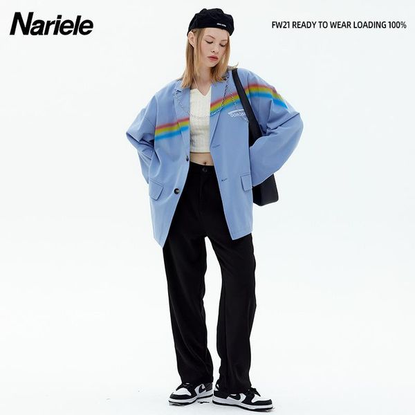 women's suits & blazers 2021 autumn suit coat men and women loose rainbow, White;black
women's suits & blazers 2021 autumn suit coat men and women loose rainbow, White;black