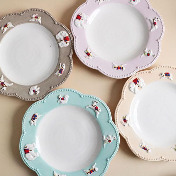 designer style hand painted ceramic three-dimensional circus relief 8 inches plate dessert dishes & plates
designer style hand painted ceramic three-dimensional circus relief 8 inches plate dessert dishes & plates