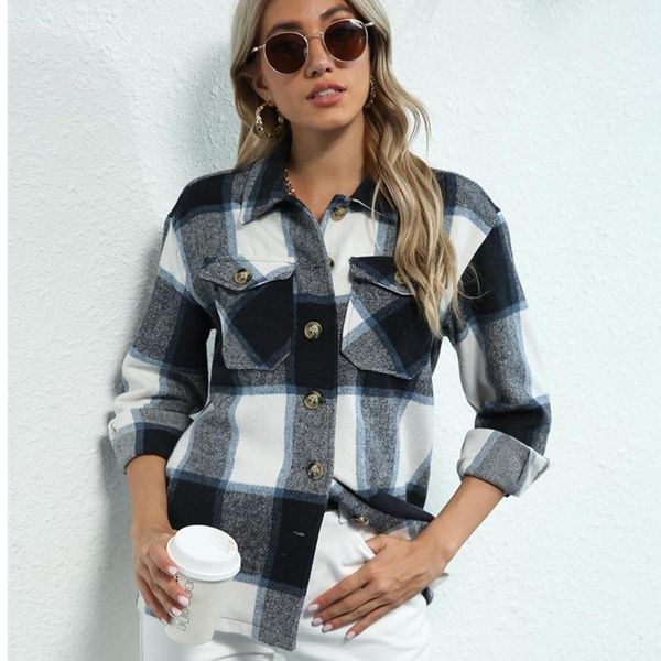 women's jackets autumn fashion french women blend coat chic ladies plaid jacket office street wear high slim elegant female shirt, Black;brown
women's jackets autumn fashion french women blend coat chic ladies plaid jacket office street wear high slim elegant female shirt, Black;brown