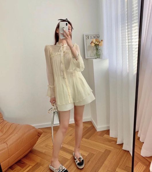 women's blouses & shirts iw0563 fashion 2021 runway luxury european design party style clothing, White
women's blouses & shirts iw0563 fashion 2021 runway luxury european design party style clothing, White