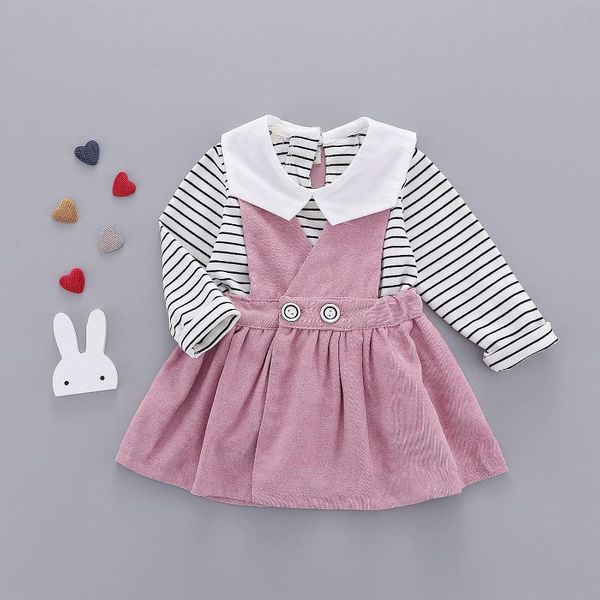 fashion children dress costomes long sleeve korean style two-piece vestidos design casual striped dresses for girls clothing sets, White
fashion children dress costomes long sleeve korean style two-piece vestidos design casual striped dresses for girls clothing sets, White