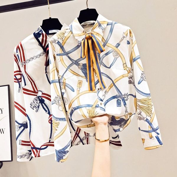 autumn long sleeve blouse women bow chiffon fashion printed elegant office lady all-match basic shirt blusa women's blouses & shirts, White
autumn long sleeve blouse women bow chiffon fashion printed elegant office lady all-match basic shirt blusa women's blouses & shirts, White