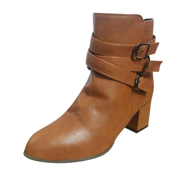 boots buckle strap fashion women plus size pu leather pointed toe adjustable chunky heel short botas mujer, Black
boots buckle strap fashion women plus size pu leather pointed toe adjustable chunky heel short botas mujer, Black