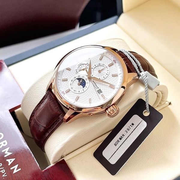 wristwatches borman luxury genuine leather strap automatic men mechanical watches sapphire glass waterproof watch date week moon phase, Slivery;brown
wristwatches borman luxury genuine leather strap automatic men mechanical watches sapphire glass waterproof watch date week moon phase, Slivery;brown