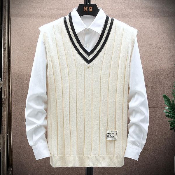 men's vests solid color sweater vest for men casual knitted sweaters v-neck college style loose sleeveless mens clothing, Black;white
men's vests solid color sweater vest for men casual knitted sweaters v-neck college style loose sleeveless mens clothing, Black;white