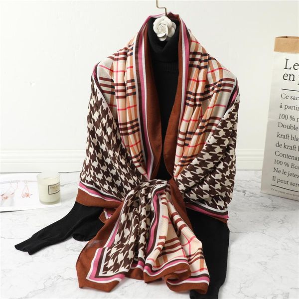 scarves 2021 european and american street classic letter pattern scarf wild cotton custom long shawl female travel warm, Blue;gray
