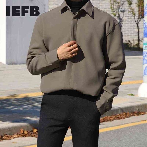 iefb men's spring long sleeve shirtd korean slim single breastead turn down collar trendy cool casual blouses male 9y4230 210524, White;black
iefb men's spring long sleeve shirtd korean slim single breastead turn down collar trendy cool casual blouses male 9y4230 210524, White;black