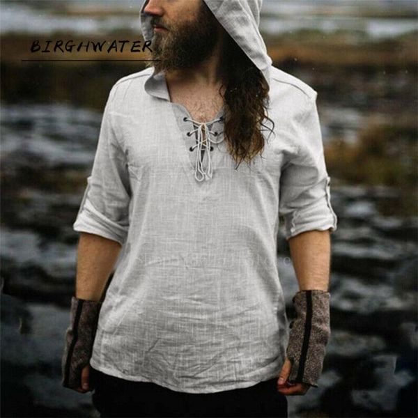 men's t-shirts man retro medieval pirate viking cosplay shirt vintage casual male hooded knight linen renaissance nordic tunic bandage, White;black
men's t-shirts man retro medieval pirate viking cosplay shirt vintage casual male hooded knight linen renaissance nordic tunic bandage, White;black
