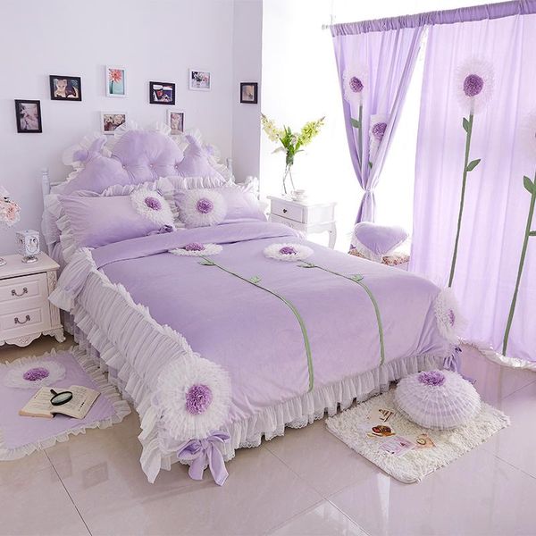 bedding sets warm crystal flannel dandelion lace set fleece 3/4/6/8pcs duvet cover bed skirt mat  size curtains twin king 
bedding sets warm crystal flannel dandelion lace set fleece 3/4/6/8pcs duvet cover bed skirt mat  size curtains twin king