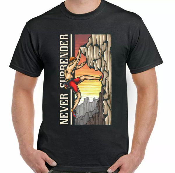 never surrender man funny rock climbing t-shirt climber climb, White;black
never surrender man funny rock climbing t-shirt climber climb, White;black