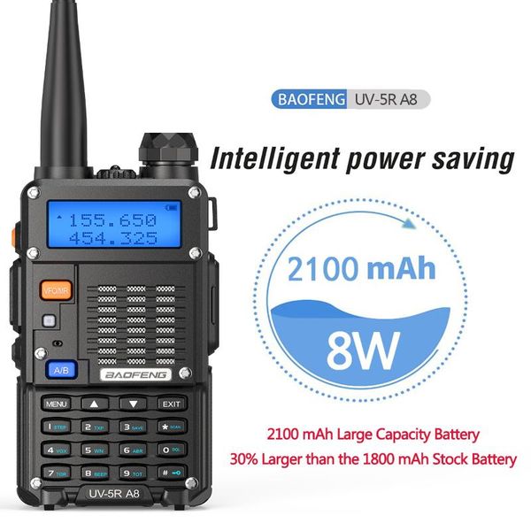 baofeng uv-5r a8 powerful 30km long range tri-power 8/4/1w 2100mah thicken battery portable radio uv5r bf-f8hp walkie talkie
baofeng uv-5r a8 powerful 30km long range tri-power 8/4/1w 2100mah thicken battery portable radio uv5r bf-f8hp walkie talkie