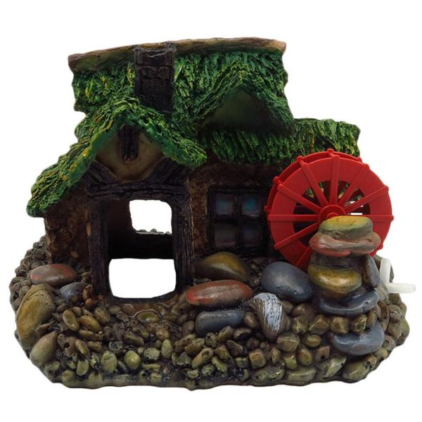 aquarium stone hut watermill decoration fish tank ornament shelter decorations 
aquarium stone hut watermill decoration fish tank ornament shelter decorations