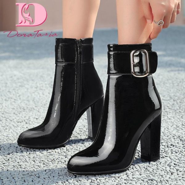 2021 large ladies thick high heels ankle boots round toe zip buckle boots women office party 1, Black
2021 large ladies thick high heels ankle boots round toe zip buckle boots women office party 1, Black