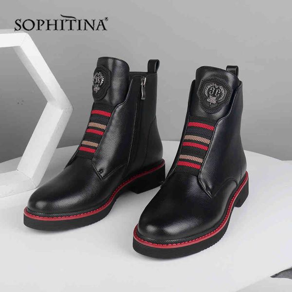 sophitina wool fur ankle boots genuine leather comfortable square heel shoes keep warm round toe winter boots sc526 210513, Black
sophitina wool fur ankle boots genuine leather comfortable square heel shoes keep warm round toe winter boots sc526 210513, Black