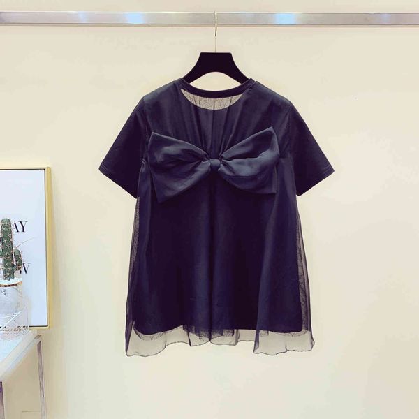 tee mesh patchwork cotton shirt girls back bow short-sleeved women's t-shirt clothes summer, White
tee mesh patchwork cotton shirt girls back bow short-sleeved women's t-shirt clothes summer, White