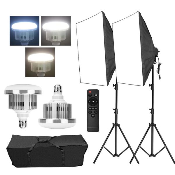50x70cm pography softbox continuous lighting kit 85w 3200k-5500k thir-color dimmable bulb with remote for youtube video shoot & studio acces
50x70cm pography softbox continuous lighting kit 85w 3200k-5500k thir-color dimmable bulb with remote for youtube video shoot & studio acces