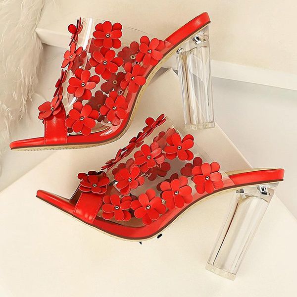 slippers summer women pink 9.5cm high heels mules sandals clear block slides flower transparent peep toe shoes, Black
slippers summer women pink 9.5cm high heels mules sandals clear block slides flower transparent peep toe shoes, Black