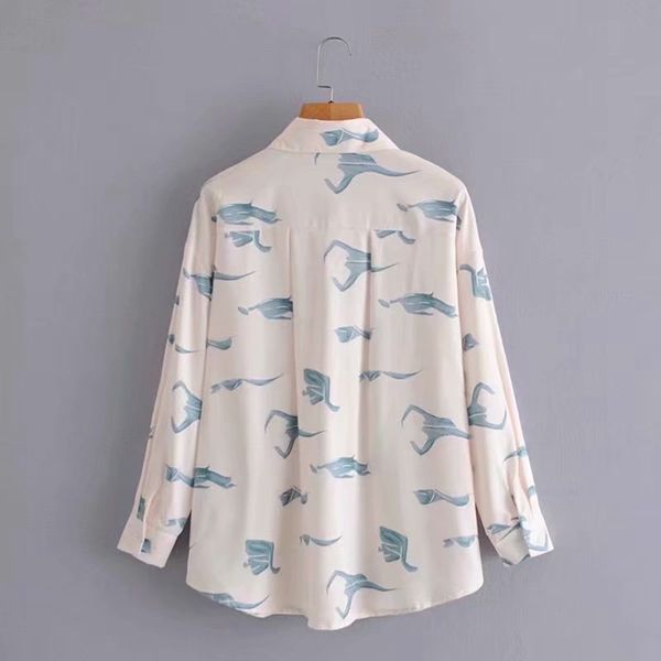 women's blouses & shirts korean fashionable female formal office wear long sleeve printing blouses, White
women's blouses & shirts korean fashionable female formal office wear long sleeve printing blouses, White