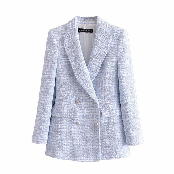 women's suits & blazers 2021 women fashion spring plaid texture double-breasted small fragrant style suit long sleeve jacket streetwear, White;black
women's suits & blazers 2021 women fashion spring plaid texture double-breasted small fragrant style suit long sleeve jacket streetwear, White;black