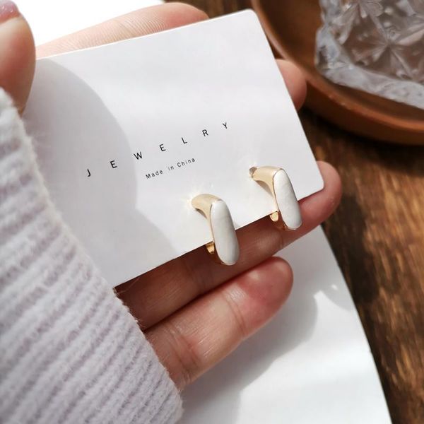 hoop & huggie korean temperament white enamel metal earrings for women simple vintage square geometric earring fashion jewelry party gift, Golden;silver
hoop & huggie korean temperament white enamel metal earrings for women simple vintage square geometric earring fashion jewelry party gift, Golden;silver
